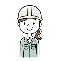 Stock illustration: young woman wearing work clothes, smiling