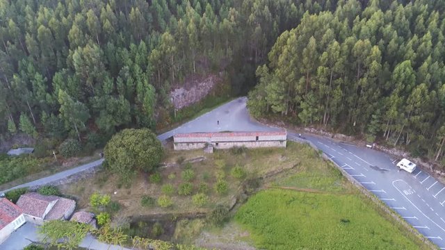 Horreo in Galicia. Old granary in rural village. Spain