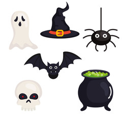 set icons, happy halloween celebration vector illustration design