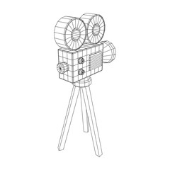 Polygonal camera projector. Movie time. Show film cinema festival concept.