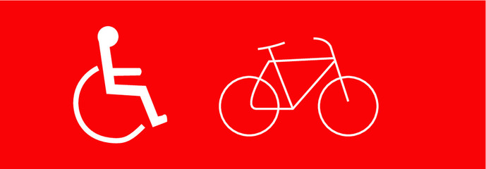 Disabled icon with dog & bicycle