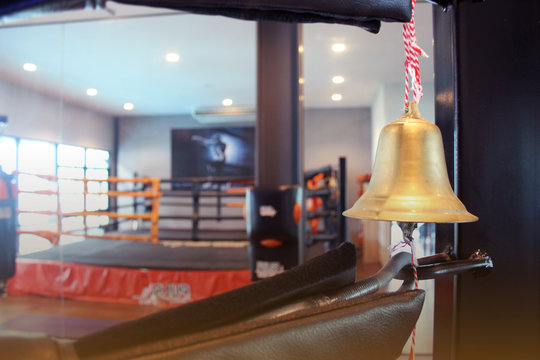 Empty Boxing Ring And Bell