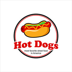 Hot Dogs Logo Design Popular Street Food Vector Graphic Template Idea