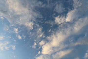 Clouds in blue sky. Sky with fluffy clouds background