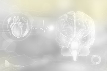 Human brain, cerebrum research concept - very detailed electronic texture, medical 3D illustration