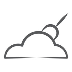 
A spading tool with dirt, line style of digging concept icon
