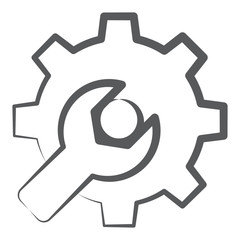 
Gear with spanner showing concept of repairing tools icon
