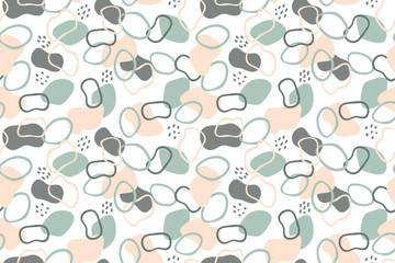 Vector seamless background pattern with different abstract shapes and textures. Design for printing posters, cards, invitations, on fabrics, clothes, decoration of a children's room