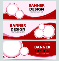 Banner template abstract desing with red color background and with circle