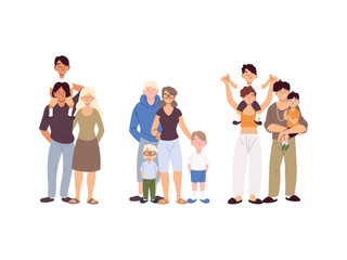 Fototapeta premium group of families, generations of families together