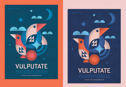 Modern Flat Illustration Poster Layout with Grain Texture