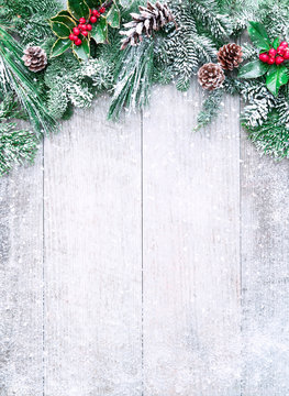 Christmas and New Year background with fir branches