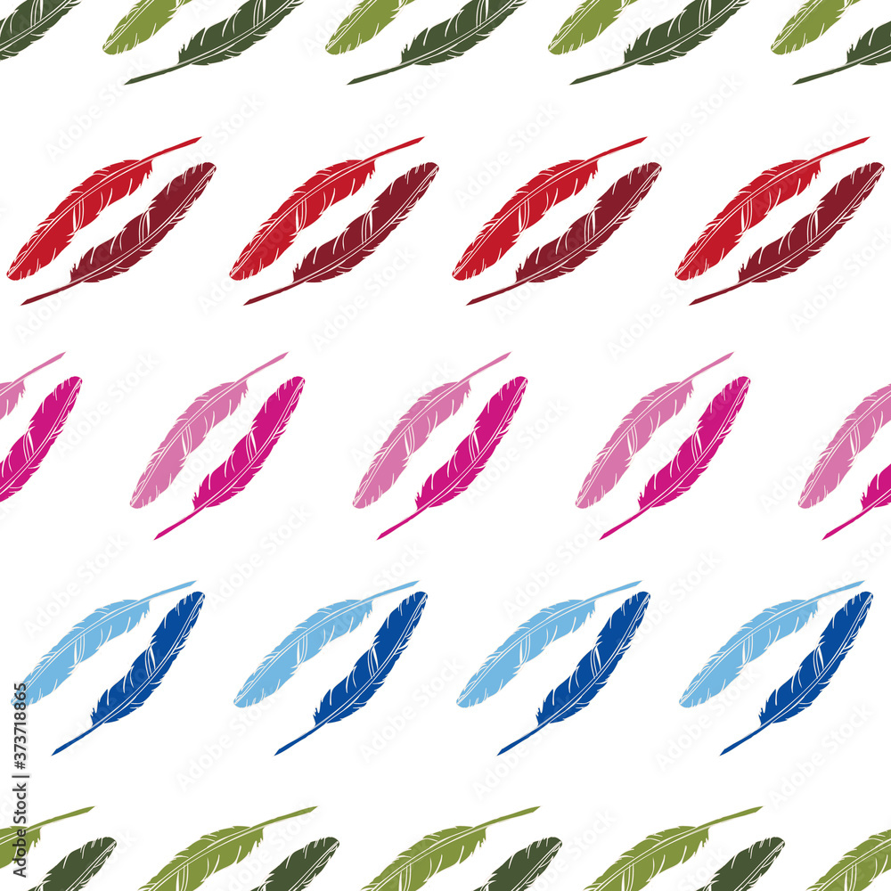 Poster colorful feathers repeat pattern print background design