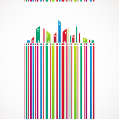 Abstract colorful city building skyline vector background.