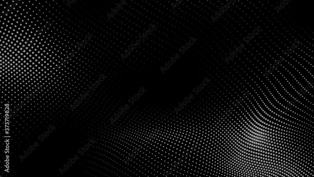 Poster dot white black wave technology texture background. abstract big data digital concept. 3d rendering.