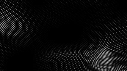 Dot white black wave technology texture background. Abstract big data digital concept. 3d rendering.