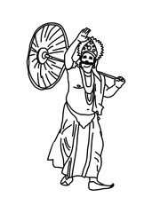 Kerala Onam festival Mahabali also known Maveli line drawing