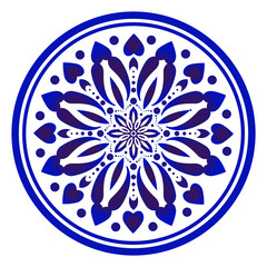 blue and white flower mandala