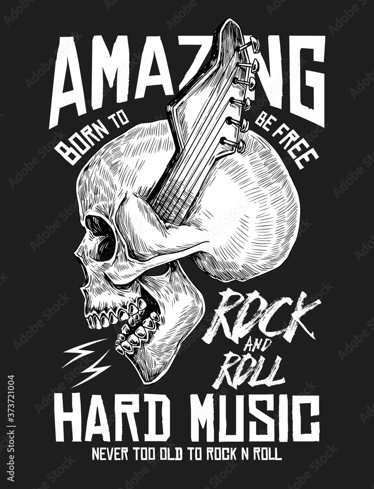 Wall mural rock & roll theme vector graphic, for t-shirt prints and other uses. - Wall murals