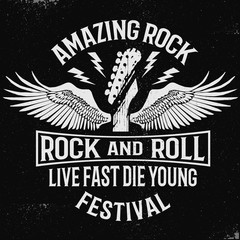 Rock & Roll theme vector graphic, for t-shirt prints and other uses.
