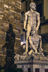 Fototapeta na wymiar Magnificent Hercules sculpture in city center square in Florence
