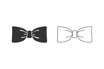 Black bow tie vector line icon set isolated on white background