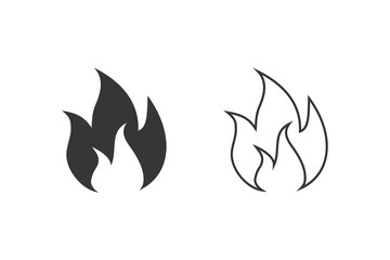 Flame icon set on white. vector illustration