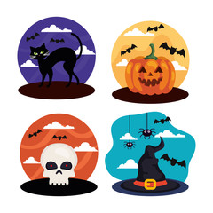 Obraz premium set scenes for happy halloween celebration vector illustration design