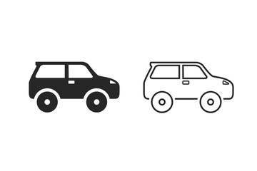 Car icon set on white. Vector flat illustration
