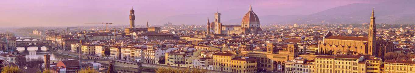Fototapeta na wymiar Panoramic view of Florence city crossing the river