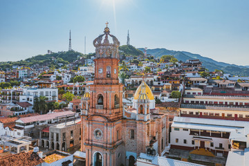 Fototapeta premium View of the Church Parroquia de Nuestra Señora de Guadalupe in Puerto Vallarta, Mexico