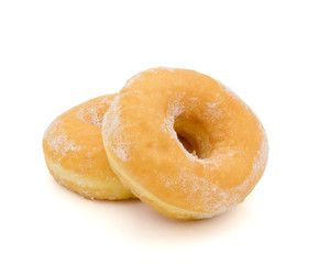 Fresh donuts with powdered sugar isolated on white background