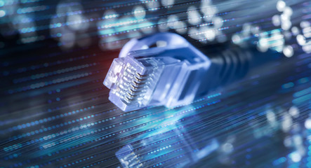 network cables with fiber optical background