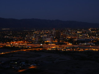 The lights of downtown Tucson Arizona at night