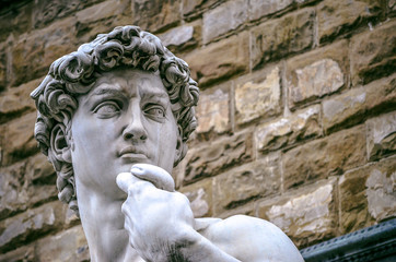 Famous Michelangleo´s David sculpture in front of Vecchio Palace