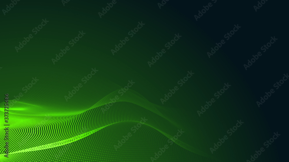 Poster dot green wave light screen gradient texture dark background. abstract technology big data digital b