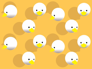 Animal Head Ball Duck Animation 3D Cartoon Vector Illustration Seamless Background-01