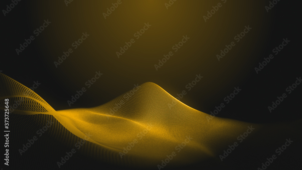 Poster dot gold wave light screen gradient texture background. abstract technology big data digital backgro