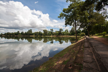 Lake in Angkor Wat, A temple complex in Cambodia and the largest religious monument in the world