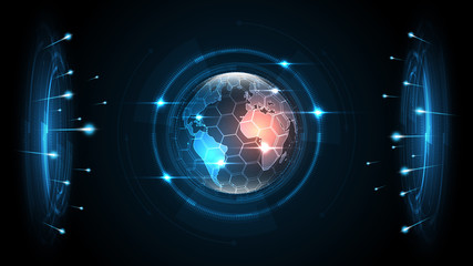 Global network connection World map abstract technology background