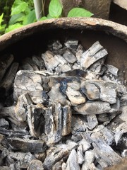 Charcoal from the wooden in the stove