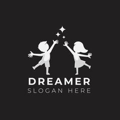 Child dream logo design illustration template