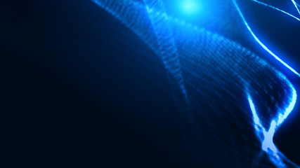 Dot blue wave light screen gradient texture background. Abstract ai technology big data digital background. 3d rendering.