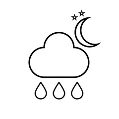 Weather icon, rain at night. Vector illustration.Weather forecast sign.