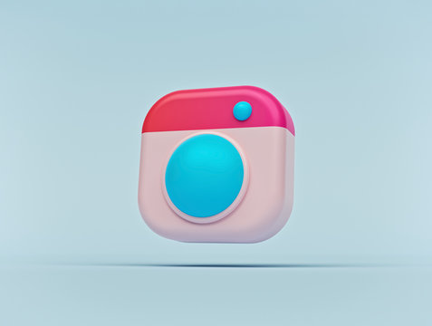 minimal cute Social media photo Camera icon isolated. 3d rendering