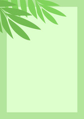 Poster with place for text and plant. Vector illustration template with green background.