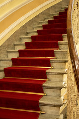 Elegant Stairs with Red Runner Going Up