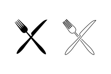Fork and knife icon set vector. Eat symbol. Vector