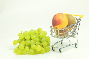 Fruits on a white background and place for text