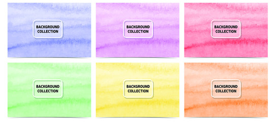 Collection of mottled background with painted colorful watercolor effect design